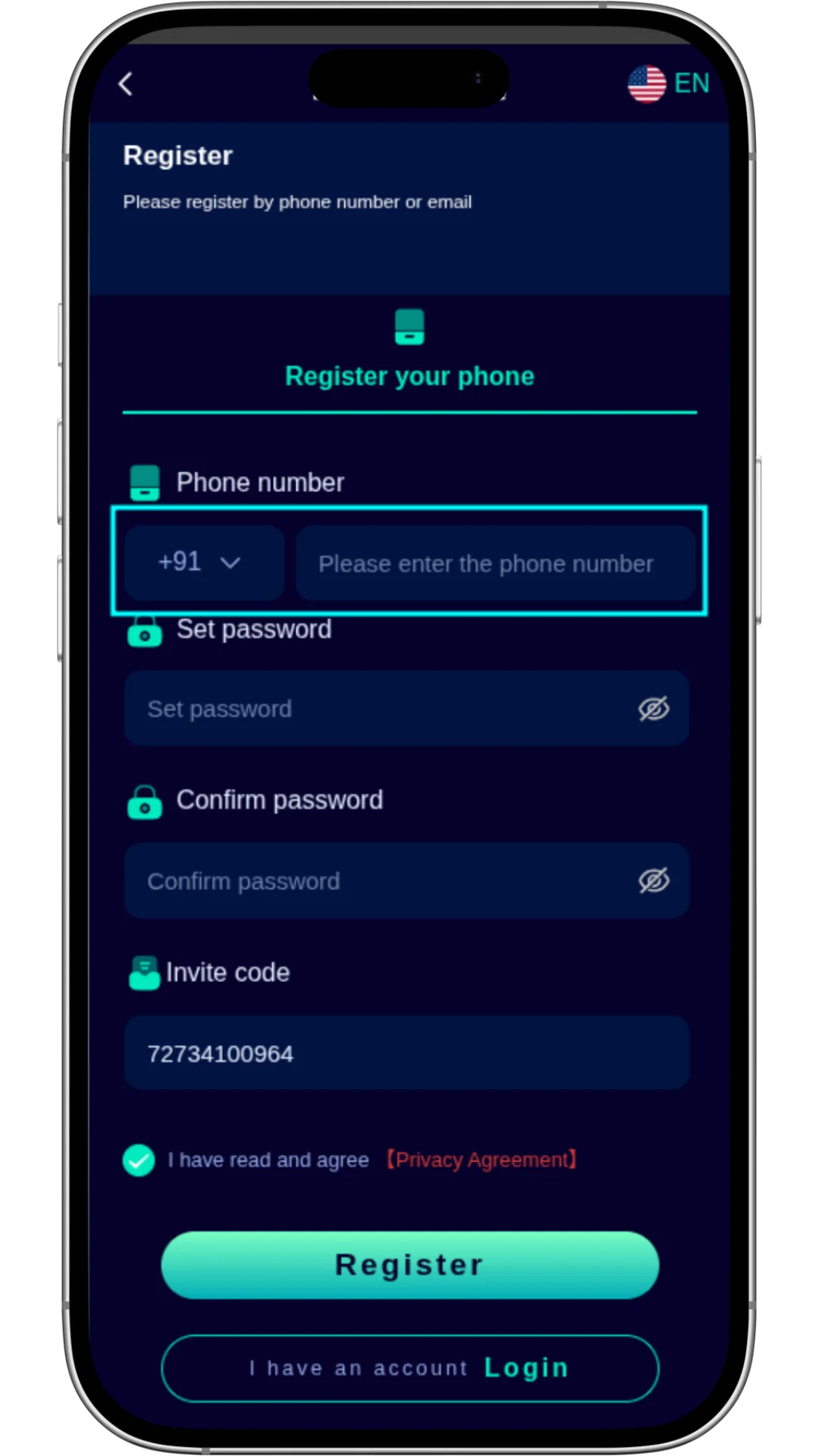 Jalwa Game registration — phone number