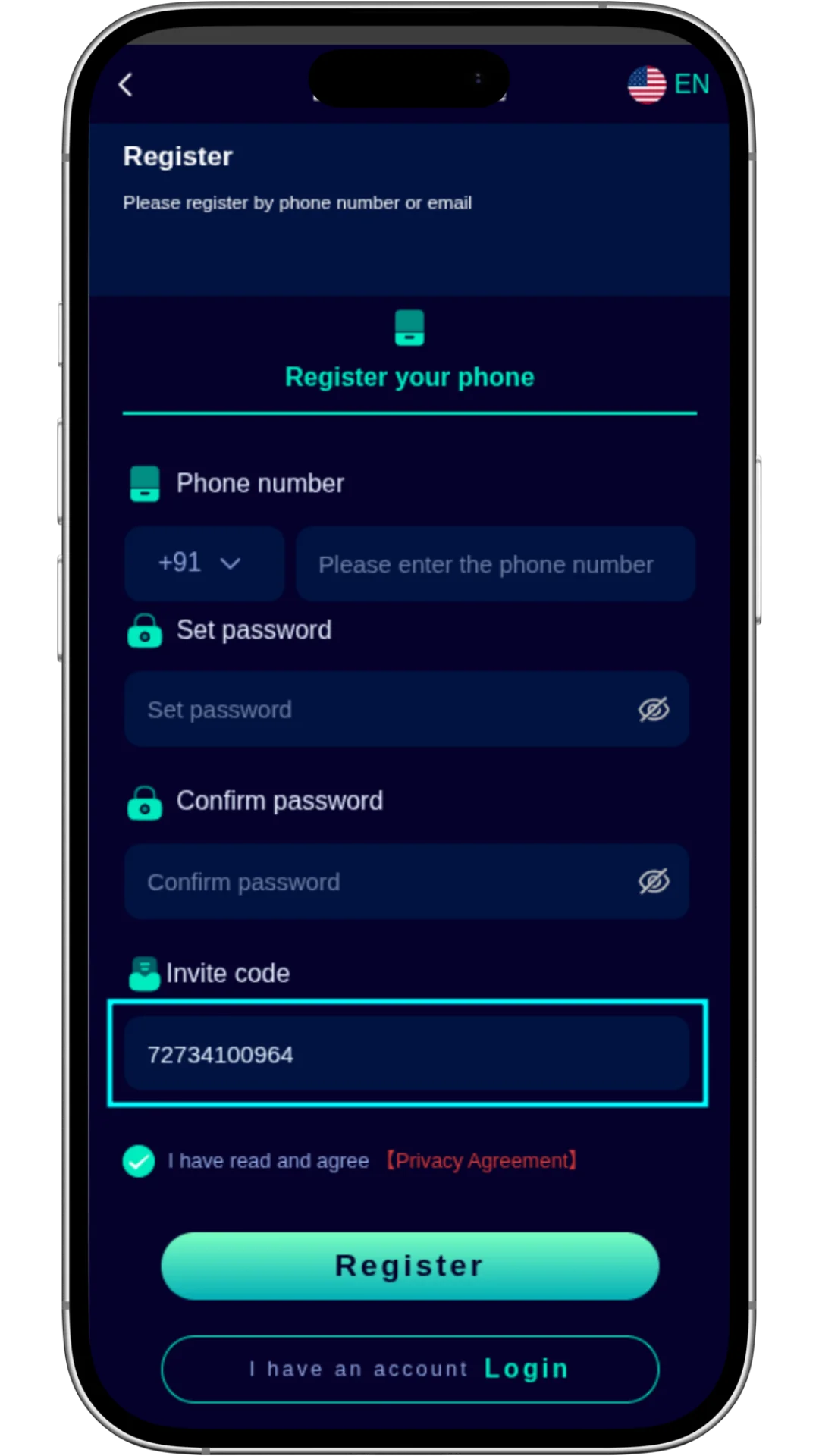 Jalwa Game registration — set password