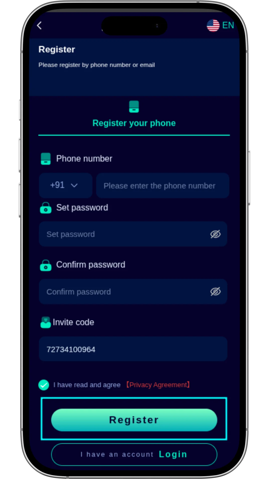 Jalwa Game registration — privacy agreement